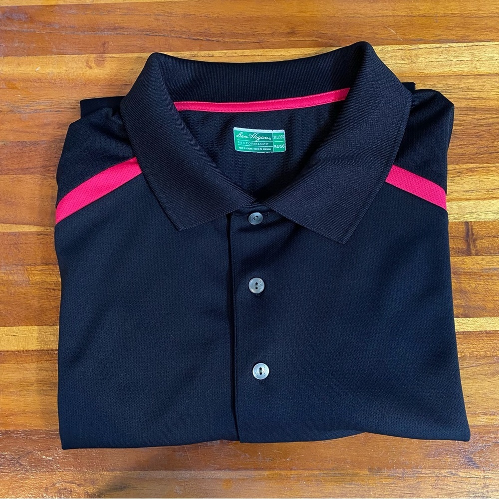 BEN HOGAN Performance Big Men's 3XL Polo Shirt Black Red 3 button short sleeve - Picture 5 of 6